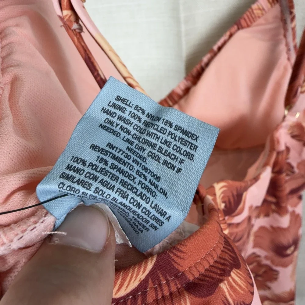 Shade & Shore Tankini Swim Top Womens Medium Pink Hibiscus Floral Adjustable NWT